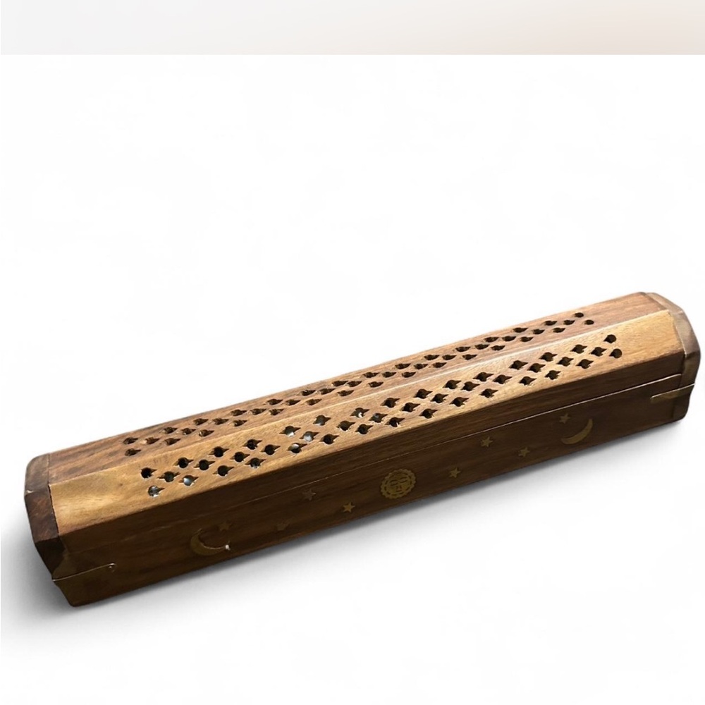 Wooden Incense Holder with Carved Design
